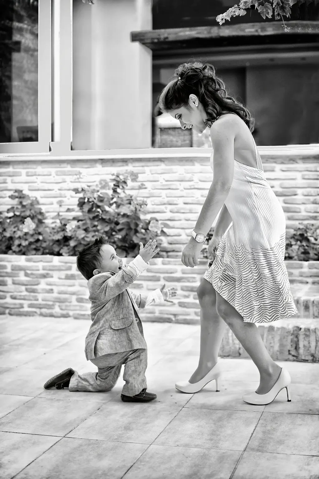 a woman and a child
