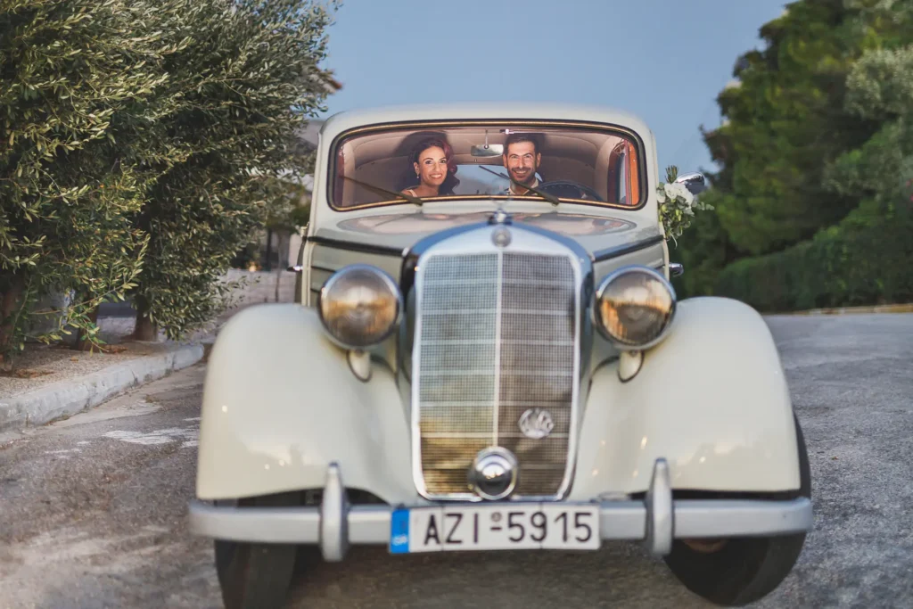 a man and woman in a car